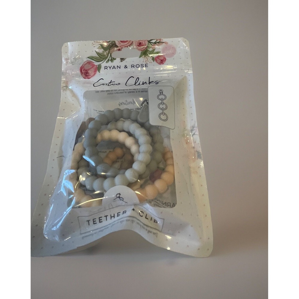 Ryan‎ And Rose Cutie Clinks Teether + Clip Perfect For Babies 0m+ Neutral NEW!